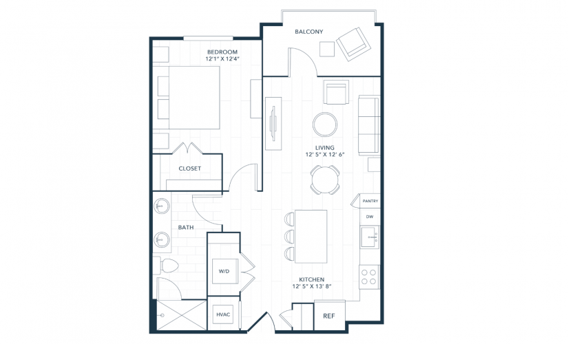 A4  One Bedroom One Bath Floorplan